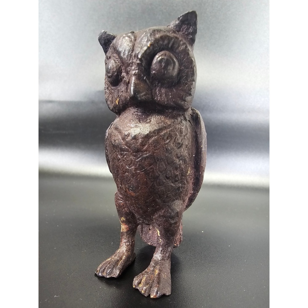 Antique Vienna Bronze Cold Painted Miniature Austria Owl Figurine 3"